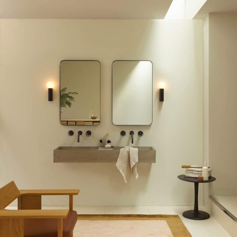 now your wattage and lumens-Ortona Single Matt Black Bathroom Wall Lamp with Opal-Glass Globe